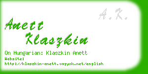 anett klaszkin business card